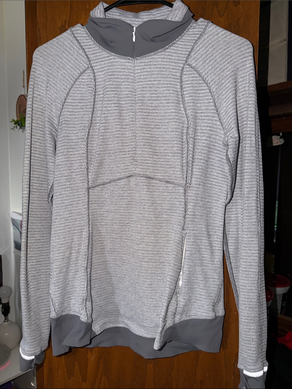 lululemon athletica Light Gray Zip-Up Hoodie Sweater